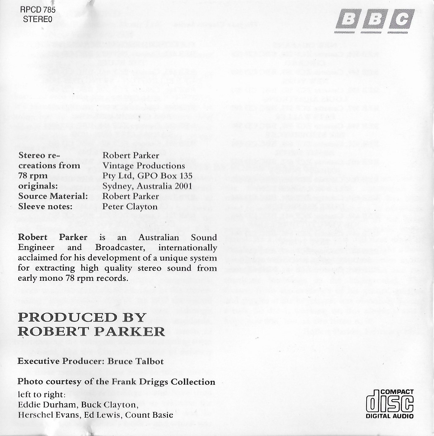 Middle of cover of RPCD 785